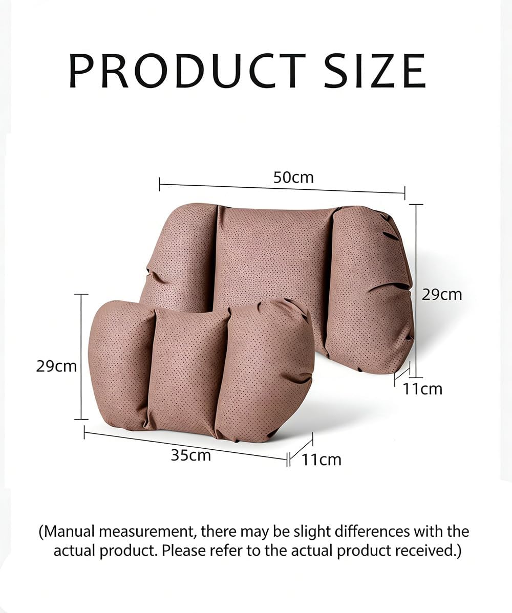 Car Neck Pillow & Lumbar Support for Rivian R1T 2025-2026 Ergonomic Breathable Mesh Auto Seat Back Cushion Headrest,Black-Neck & Lumbar Set