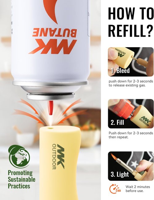 MK Lighter Outdoor Series - Windproof Torch Flame Candle Lighters | 5-Pack for BBQ & Camping