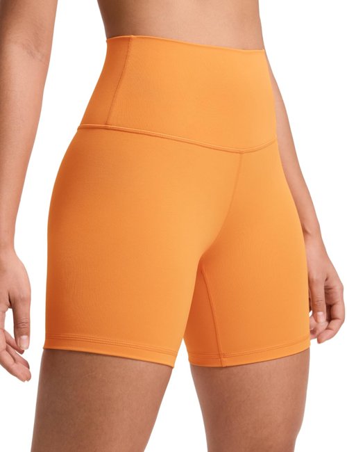 CRZ YOGA ButterLuxe Biker Shorts 6" - High Waisted Workout Running Volleyball Spandex Yoga Womens Tiger Orange Medium