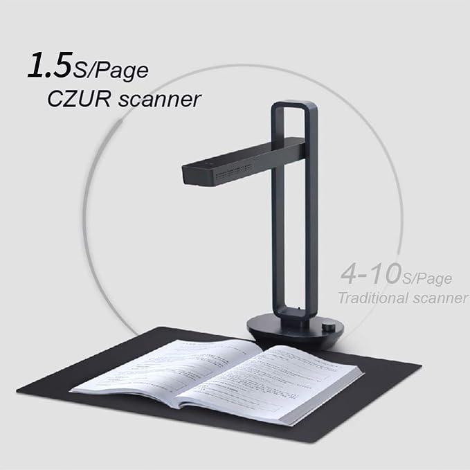 CZUR Aura Pro Portable Book Scanner, A3 Document Scanner, Auto-Flatten &