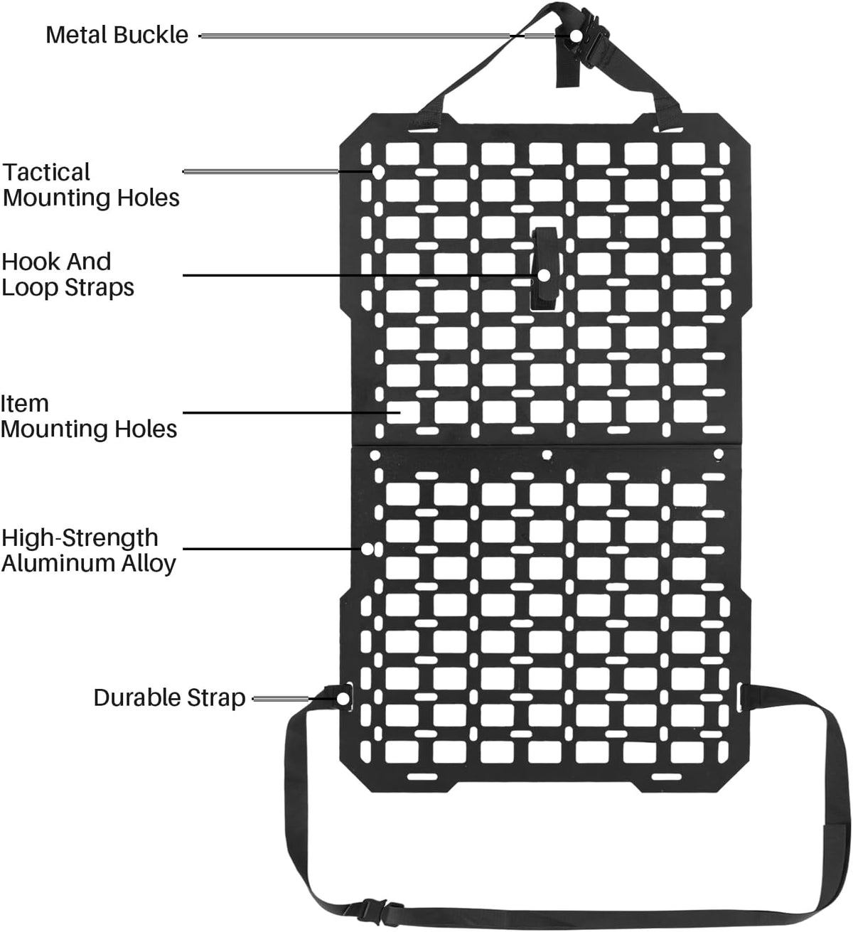Car Organizer Back Seat – Tactical Seat Back MOLLE Panel with MOLLE Pouches, Universal Car Modular Storage Organizer for Vehicle