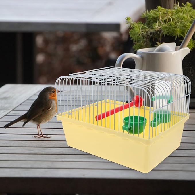 Small Bird Travel Cage:Portable Small Bird cage with Parrot Feeder Cups & Standing Perch for Parakeets Lovebirds Parrotlets