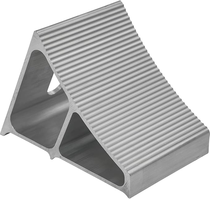 Buyers Products WC7118A Aluminum Wheel Chock with Ribbed Slope, 6 x 8.75 x 5.86 Inch, Added Security for Chocking Semi Trailers and Trucks, Ideal for Snow and Ice Conditions