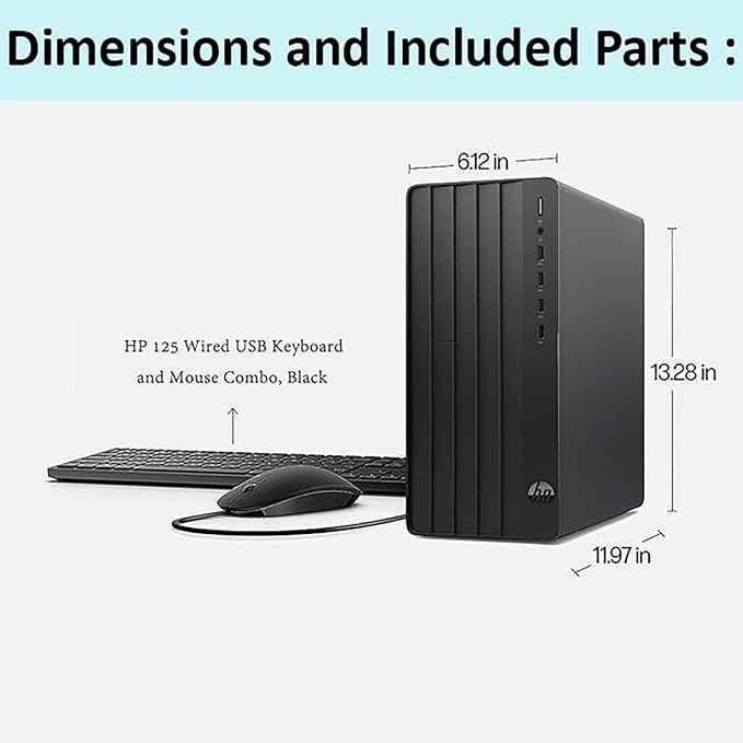 HP Desktop 2026 Tower, Intel Quad-Core Processor, 8GB RAM, 256GB PCIe SSD | WiFi Adapter, VGA, RJ-45, HDMI, Keyboard and Mouse, Windows 11 Home for Home Student & Business
