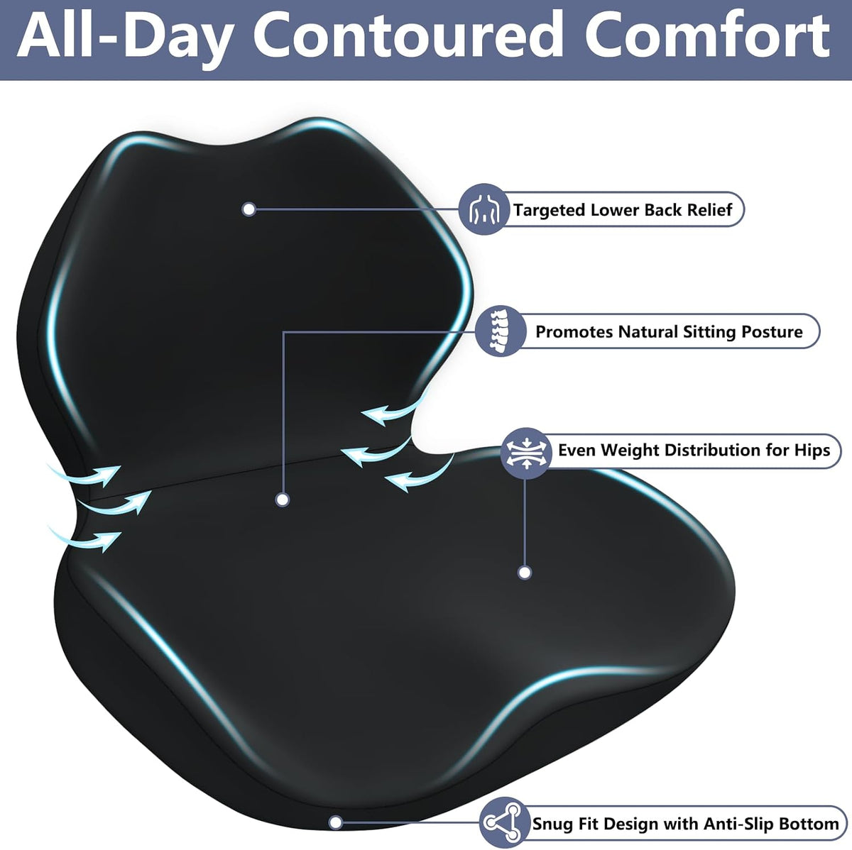 Memory Foam Car Seat Cushion with Lumbar Support Pillow,Driver Seat Cushion