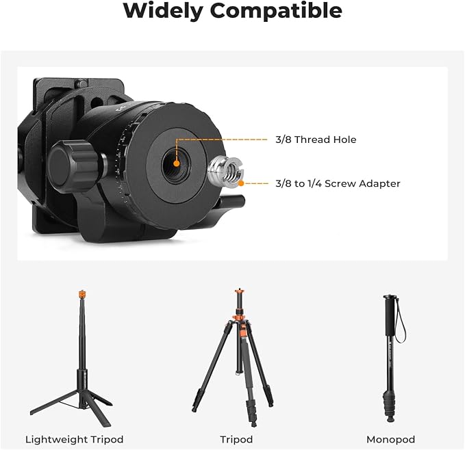 K&F CONCEPT Professional 28mm Metal Tripod Ball Head 360 Degree Rotating