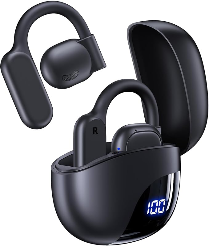 AI Translation Earbuds Real Time 164 Languages 80H Playtime Translator Ear Buds Audifonos Traductores Inglés Español Wireless Earphones Bluetooth AI Headphone for Travel Meeting Learning K08 Black