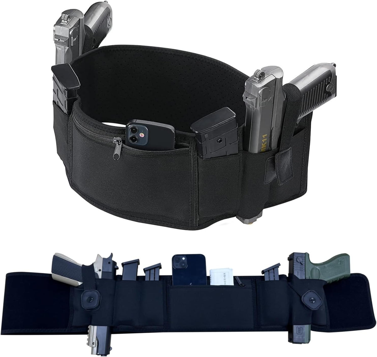 Skiennix 3-in-1 Holster - Comfortable Neoprene Waistband for Glock, Smith & Wesson, Taurus, Ruger | Fits Most Pistols & Revolvers