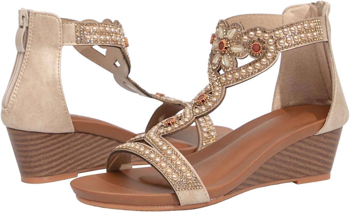WOJWSKI Women's Slide Wedge Sandal Open Toe High Heel Zipper Back Platform