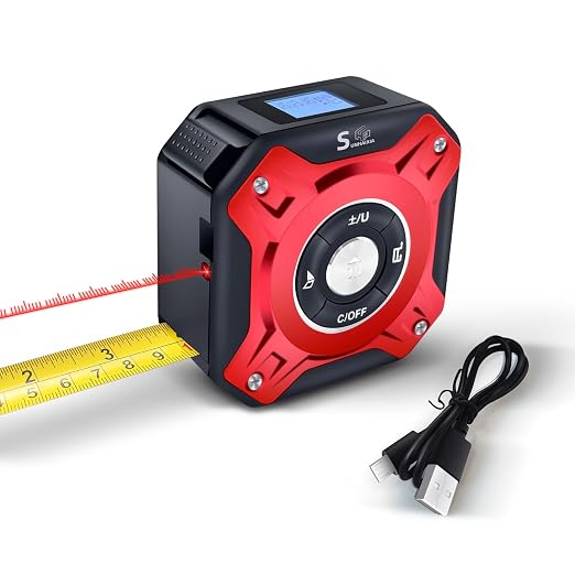 2 in 1 Laser Tape Measure with Level | 131ft/40M Laser Distance Meter Display