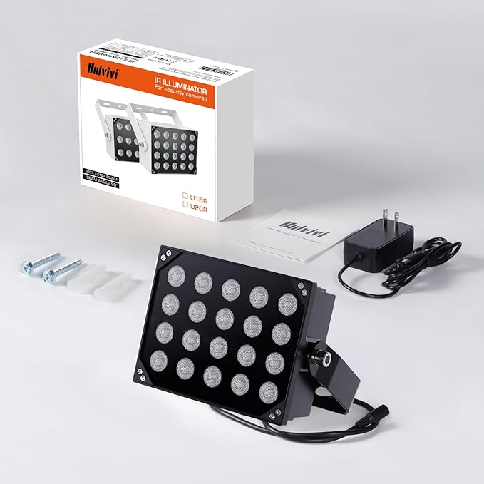 Univivi IR Illuminators 20 LEDs 850nm Long Range Illuminator 90 Degree Wide