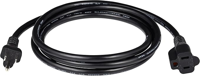 Amazon Basics Extension Cord, 3 Prong Outlet Extender, Indoor Power Cord, 13 Amps, 125V, 6 Ft, Black