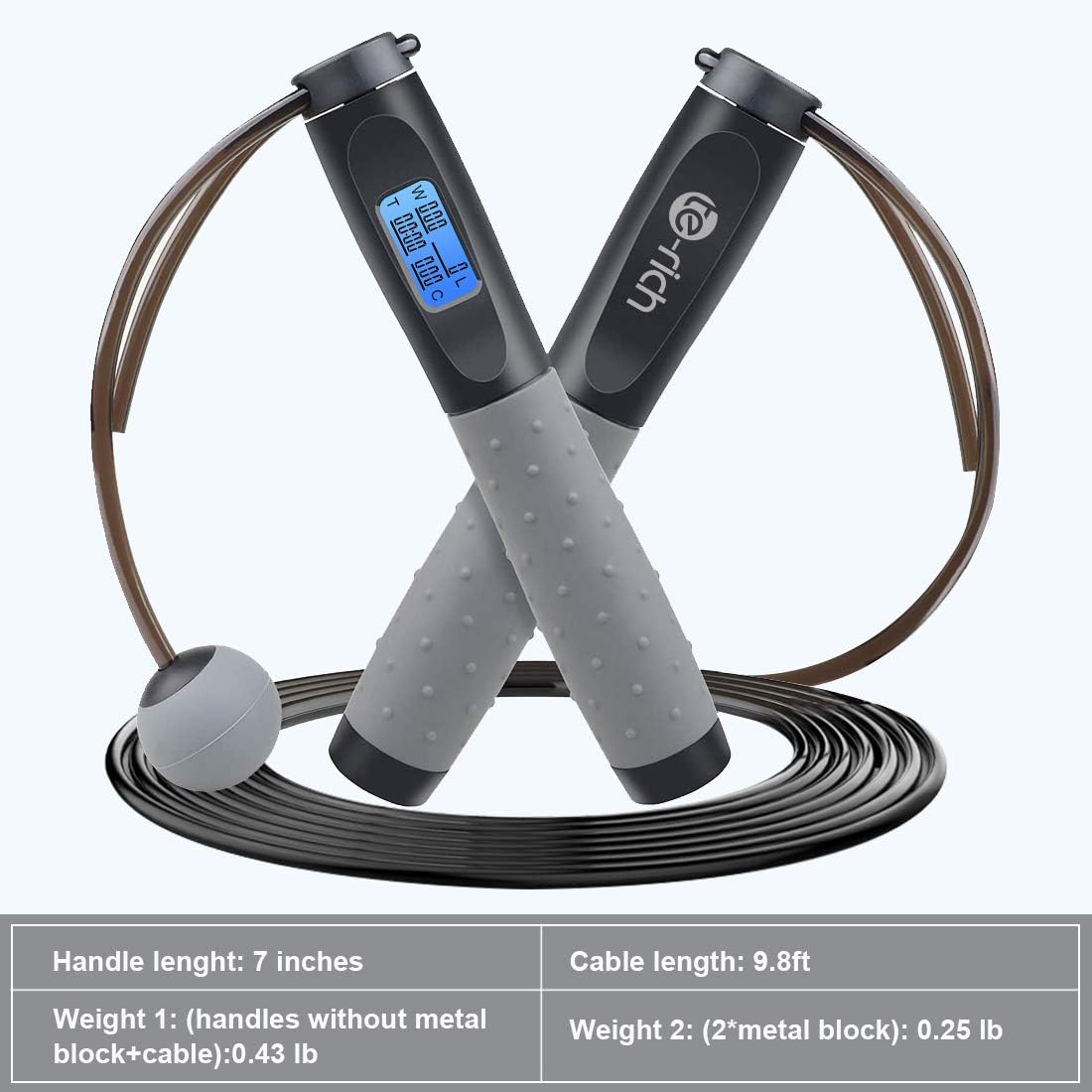 Te-Rich Weighted Jump Rope - Adjustable Length Skipping Rope with Counter for Fitness | Heavy Handles
