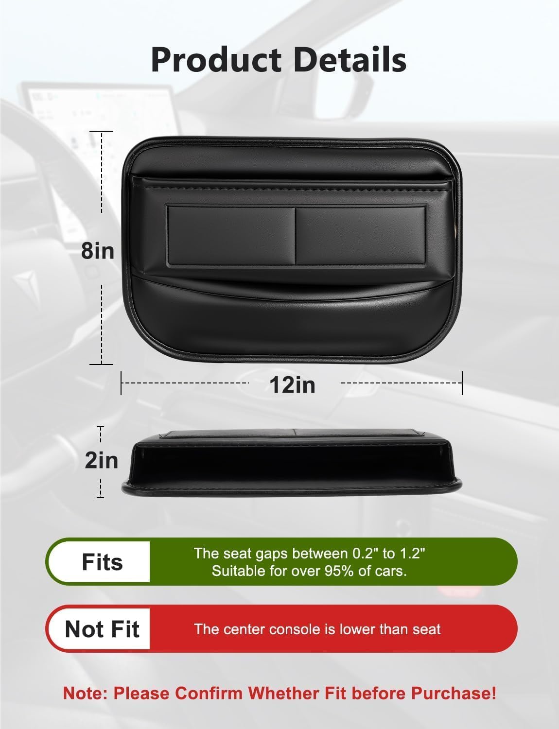 Car Seat Gap Filler Organizer for Chevy Silverado 2500/3500 HD 2020-2026