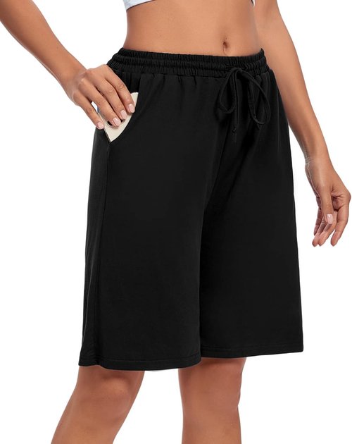 ASIMOON Women's Bermuda Shorts - Casual Loose Athletic Shorts with Pockets | Perfect for Yoga & Running
