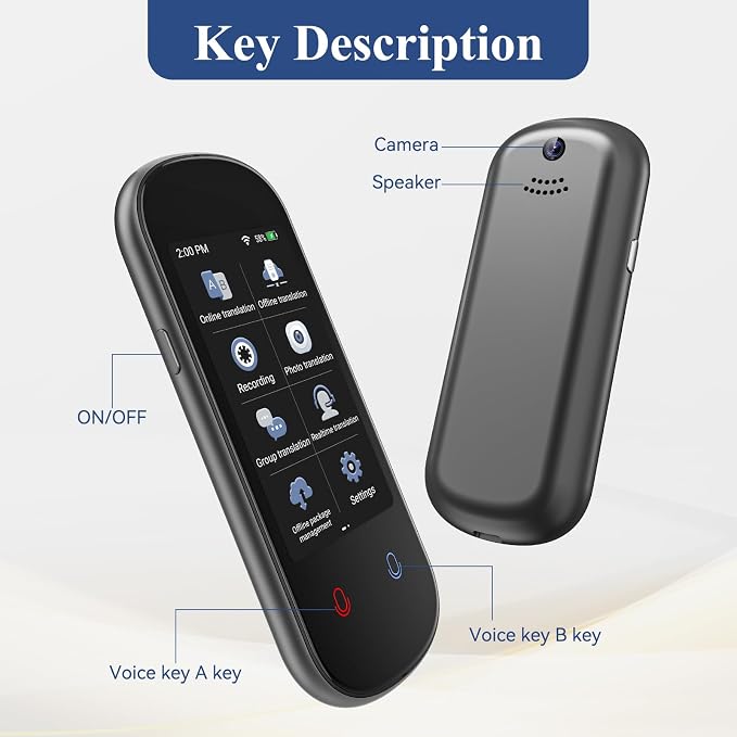 Language Translator Device, VORMOR Two-Way AI Voice Translator