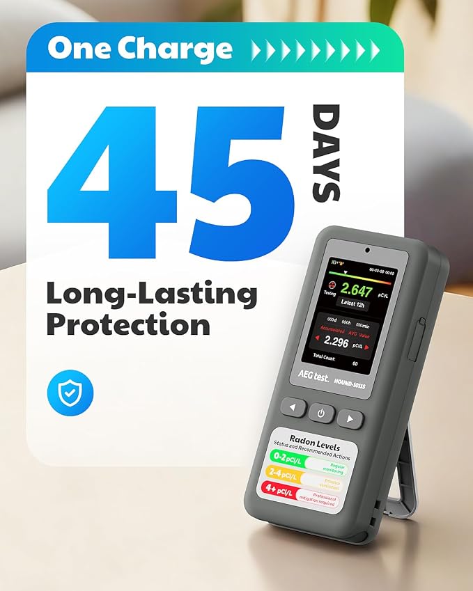 HOUND-1011S Portable Radon Detector, High-Accuracy Sensor
