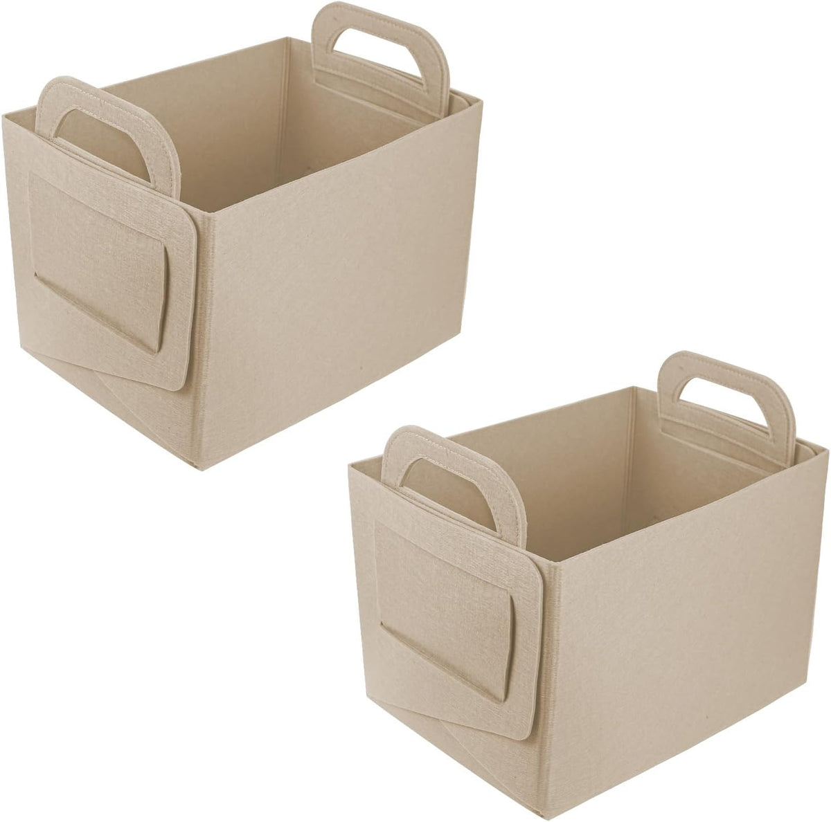 Hovom 2PCS Car Trunk Organizer, Foldable Trunk Organizer for SUV, Collapsible Felt Vehicle Organizers and Storage Box, Universal Felt Storage Basket, Travel Essentials, Car Accessories (Beige)