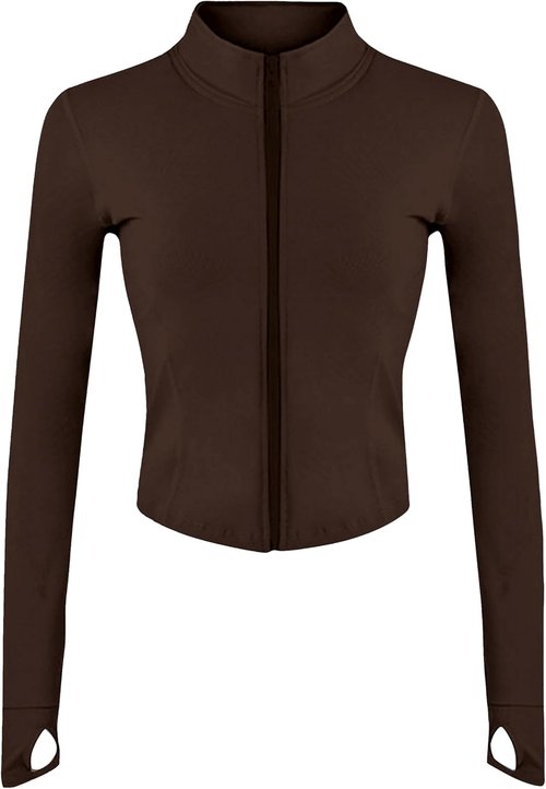 Lviefent Women's Lightweight Full Zip Track Jacket - Slim Fit Yoga & Workout Wear with Thumb Holes