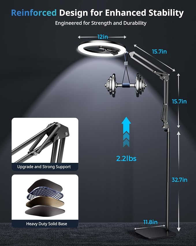 UBeesize 12" Ring Light Tripod for iPhone, Live Streaming, Photography