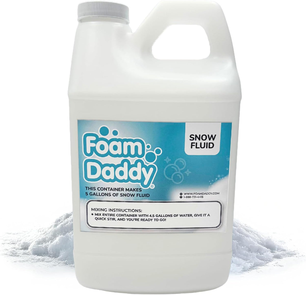 Snow Machine Liquid Concentrate – Produces 5 Gallons of Fluffy Realistic Snow – Works with All Snow Machines – Safe, Hypoallergenic, Unscented, Non-Staining Fluid by FoamDaddy – 32 oz