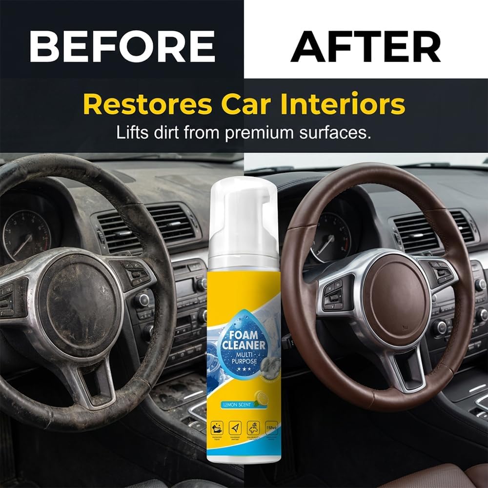 4-in-1 Multi-Enzyme Foam Spray Cleaner, 2026 New Interior Cleaner & Protectant for Protect Dashboard, Leather, Vinyl & Plastic, Multi-purpose cleaner Effective Car Interior Cleaner (1)