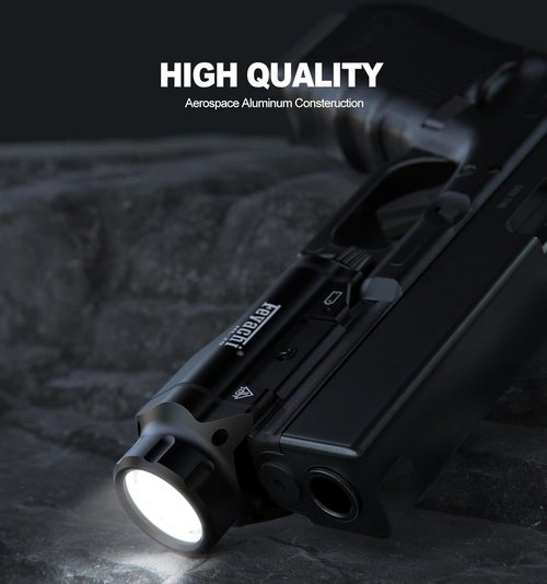 Feyachi HL-20 Pistol Light - 1500 Lumen LED Tactical Flashlight for Handguns | Compact Black Design