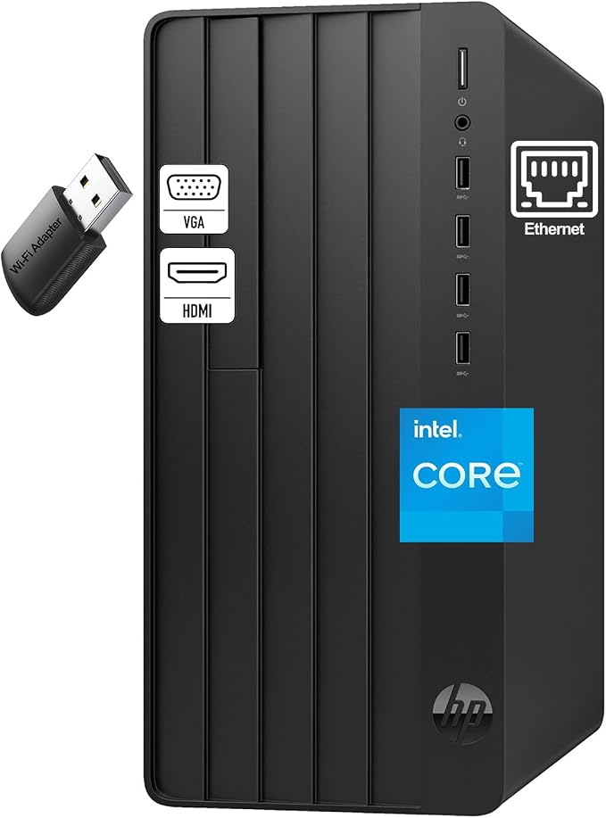 HP Desktop Computer 2026 Tower for Home Student & Business, 13th Gen Intel Quad-Core Processor, 32GB DDR4 RAM, 1TB PCIe SSD, WiFi Adapter, VGA, RJ-45, HDMI, Keyboard and Mouse, Windows 11 Home