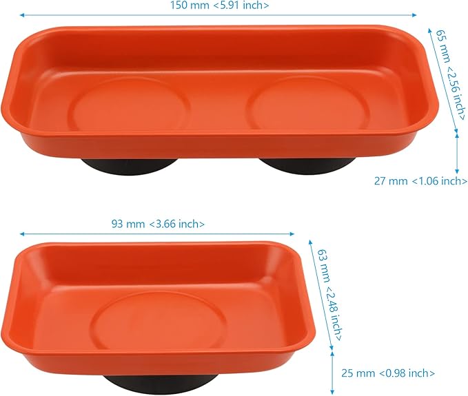 10 Piece Orange Magnet Screw Tray Set, Small Stainless Steel Magnetic Trays, Metal Magnetic Tool Tray Magnetic Socket Trays for Small Parts, Bolts, Pins Tools Organization, 2 Sizes
