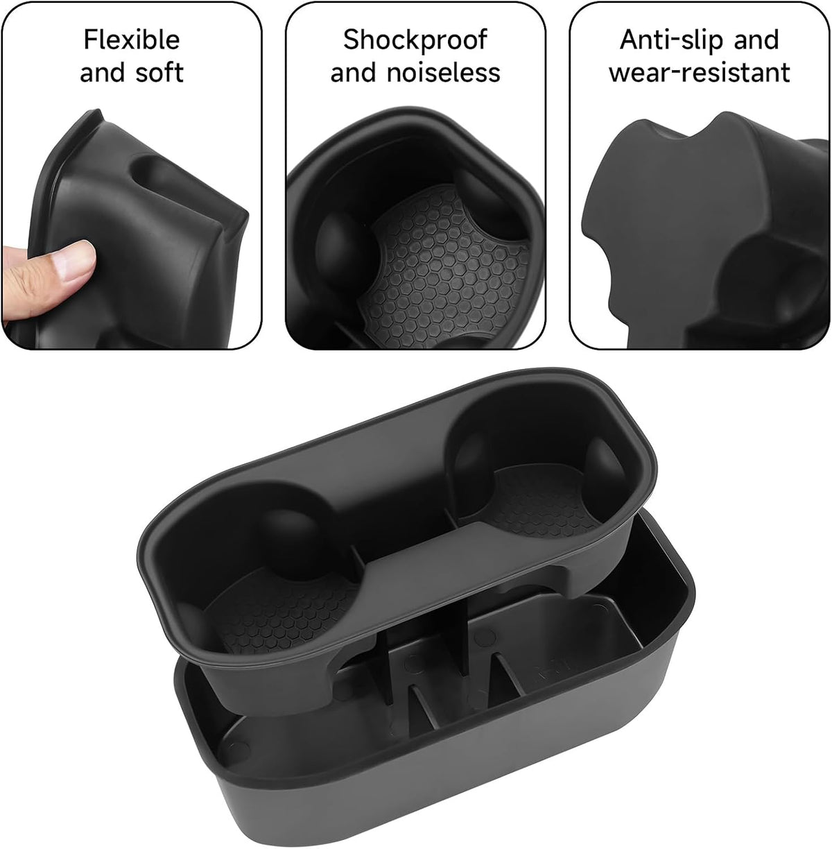 Hellet Upgrade 2PCS Car Cup Holder Compatible with Honda 2016-2022 HRV HR-V Accessories ABS & Silicone Material OEM Style Inserts Center Console Organizer