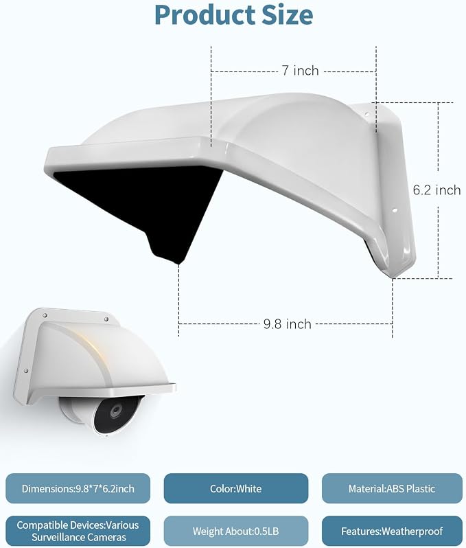 Universal Sun Rain Cover Shield, Outdoor Security Cameras Cover, Backup Camera