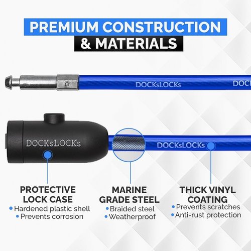DocksLocks Weatherproof Security Cable Lock - Anti-Theft Protection for Kayaks, Bikes & More | 5ft to 25ft Lengths