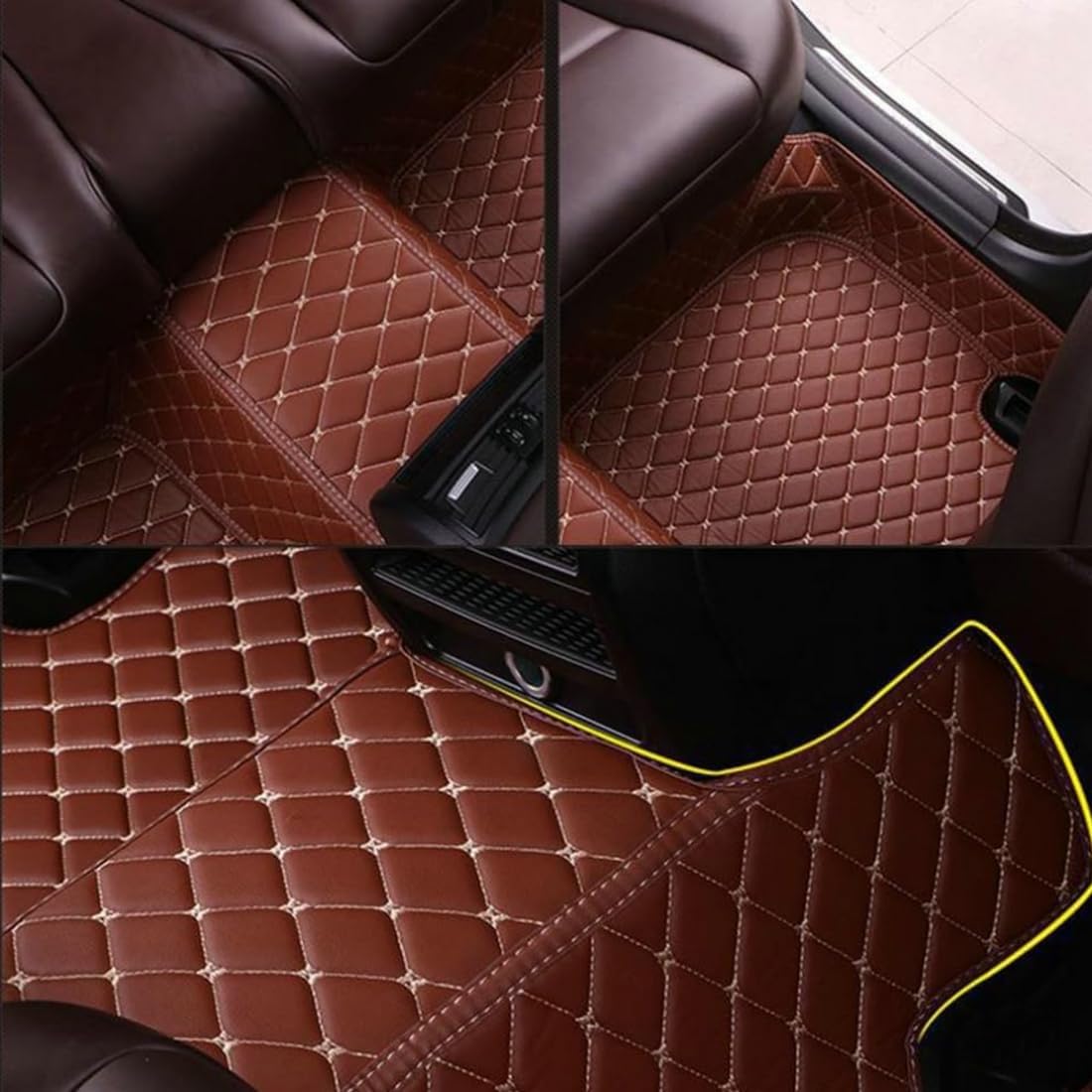 Custom Personalized Floor Mats for Cars，Luxury Full Coverage All Car Floor Mats，Anti-Slip Leather Car Mat Set ，Custom Floor Mats for 99% of Cars, Trucks & SUVs. (Orange and Black)