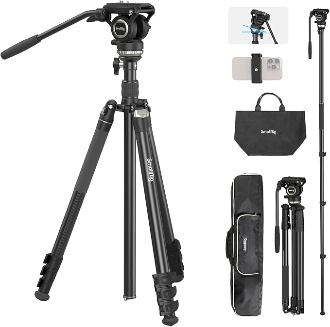 SmallRig CT210 Video Tripod, Professional Camera Tripod Compatible