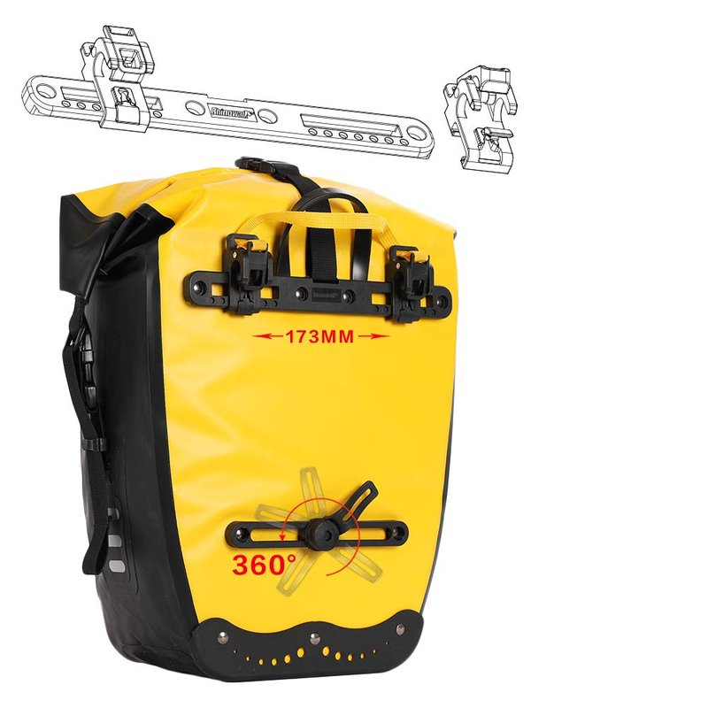 Rhinowalk Bike Bag Waterproof Bike Pannier Bag 27L for Bicycle Cargo Rack Saddle Bag Shoulder Bag Laptop Pannier Rack Bicycle Bag Professional Cycling Accessories-Yellow