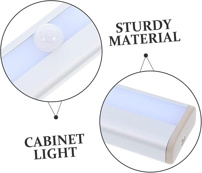 Angoily 3pcs Wireless Motion Sensor Led Cold White Cabinet Light Smart Sensor Closet Lights Under Cabinet Lighting Energy Saving