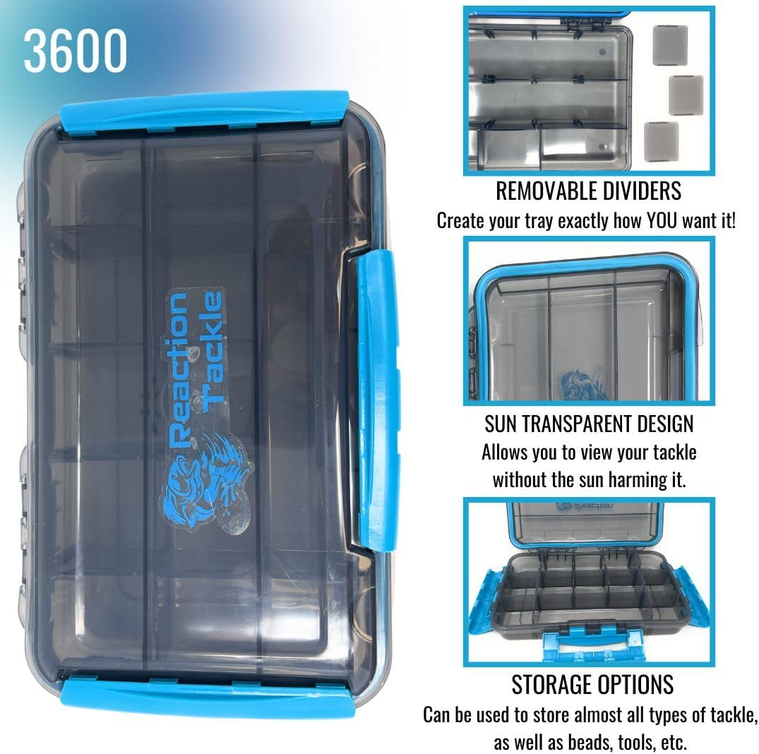 Reaction Tackle Ultimate Waterproof Tackle Box Trays - 2-Pack of 3-Clip Trays for Organized Storage