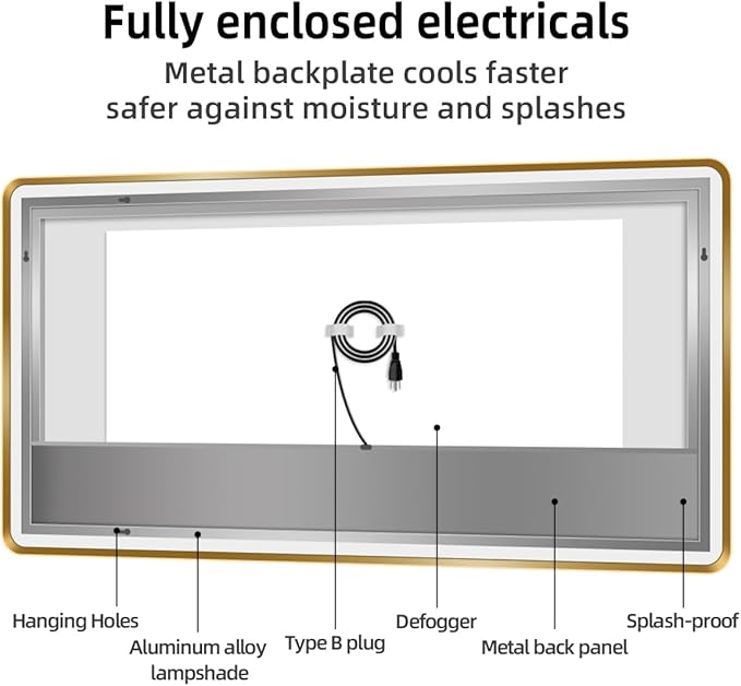 36" x 36" Gold LED Bathroom Mirror with Lights, Lighted Vanity Mirror with Anti-Fog, 3-Color Stepless Dimmable, Memory, Shatterproof, UL-Listed, Wall Backlit Mirror