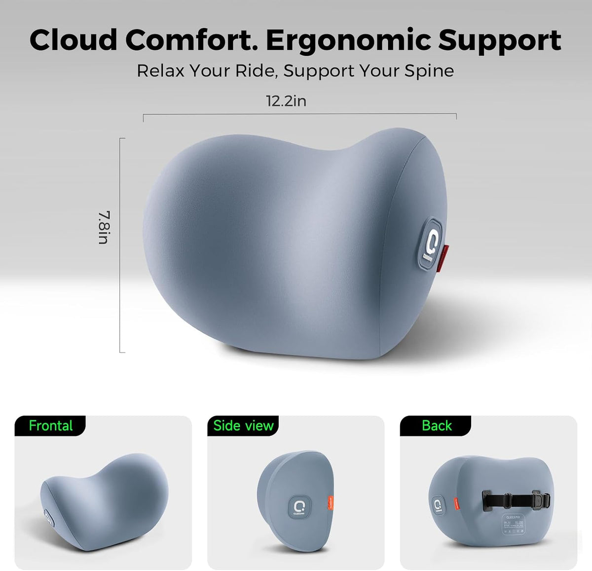 BEBAS Memory Foam Car Headrest Pillow - Breathable Neck Support Pillow for Driving, Universal Fit Cars/SUVs/Tesla/Toyota & Office Chair, Removable Cover (Blue, 4-Season)