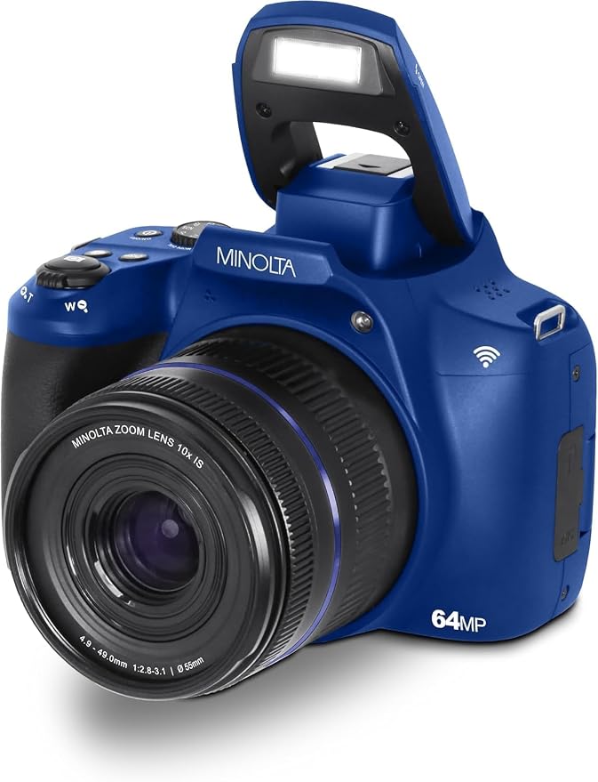 Minolta 64MP Digital Camera – 10x Optical Zoom, 4K Ultra HD Video, Macro