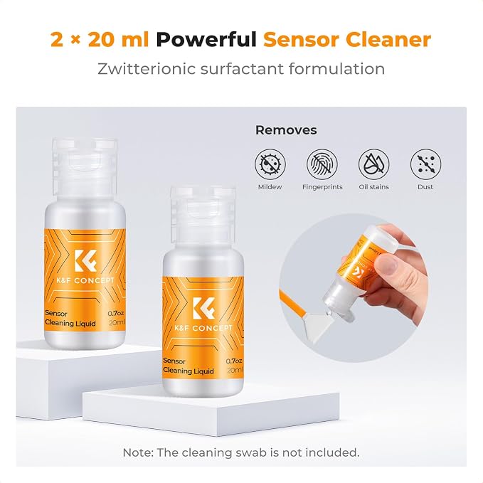 K&F CONCEPT 20ML*2 Camera Cleaning Solution, Microfiber Lens Cleaner Care Kit