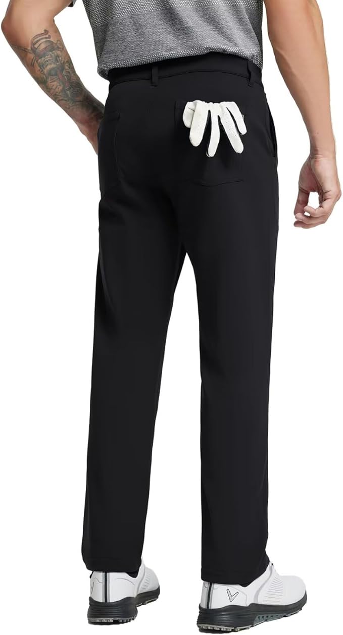 M MAELREG Golf Fleece Lined Pants Men Softshell Water-Resistant Workout Casual Outdoor Hiking Insulated Winter Pants for Men