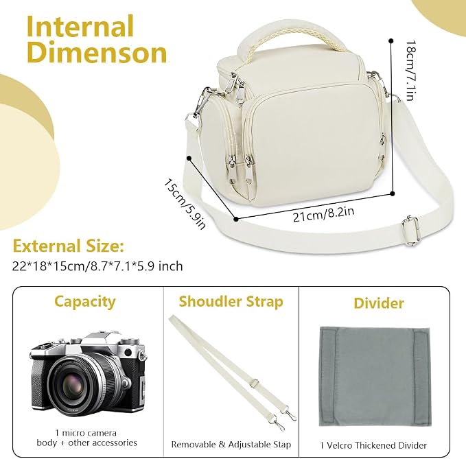 Ainiv DSLR Camera Bag, Waterproof Anti-Shock SLR Camera Case, Large Adjustable