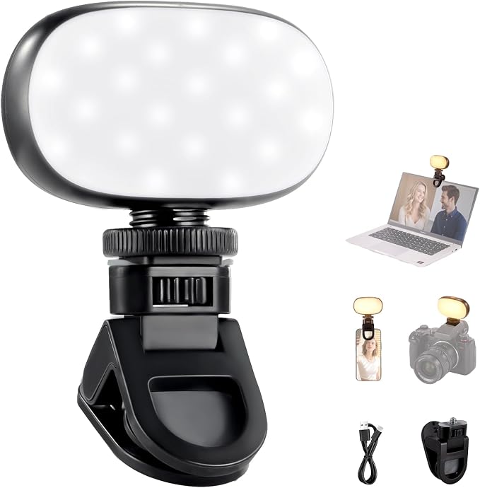 NEEWER Basics Portable Selfie Light, 3W Clip on Phone Small LED Cold Shoe