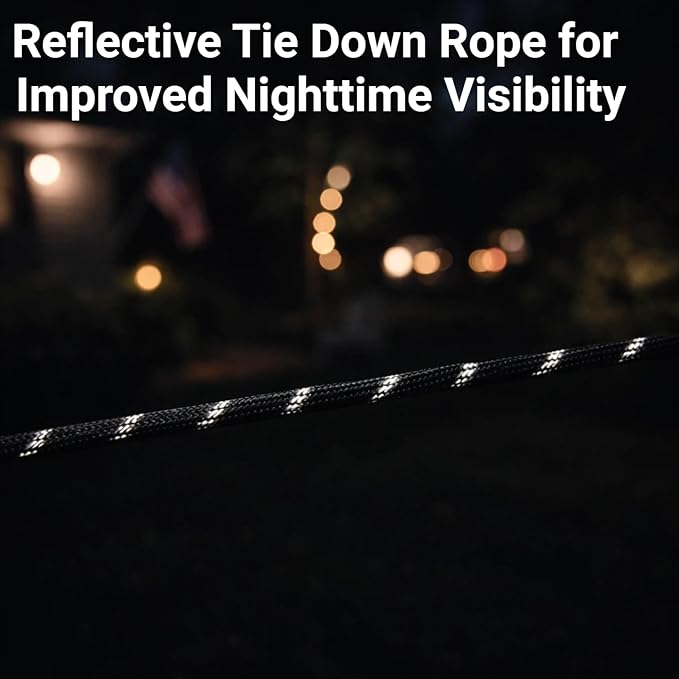 Longer 15ft Ratchet Strap Rope Tie Down Rope Rollers 6 Pack Paracord Tarps Tie Downs Small Cam Jam Retractable Paracord Ropes Tightener for Tent Canopy Use 1/8 inch