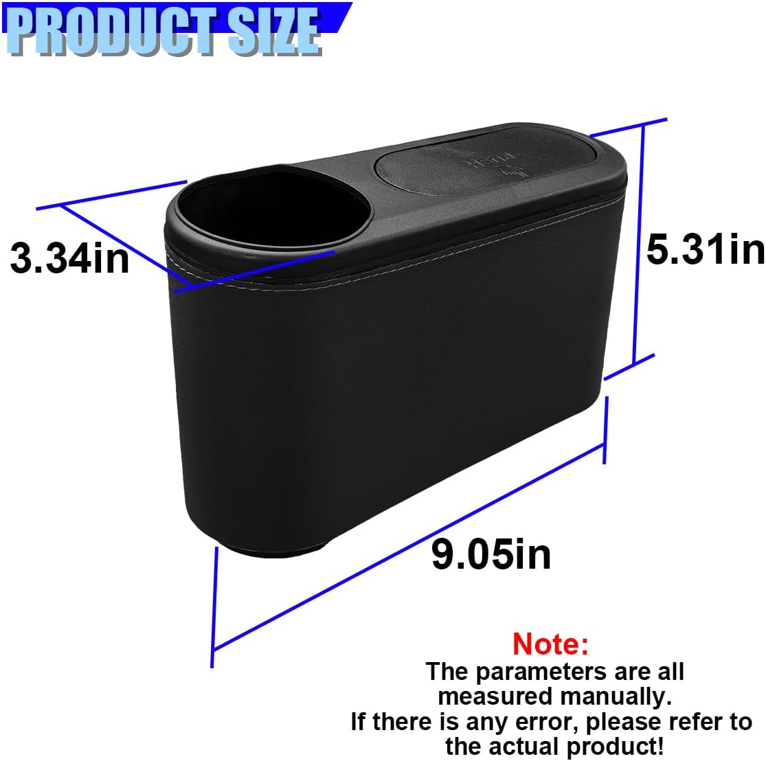 Craedli Car Trash Can with Lid, Leakproof Hanging Garbage Can Car Door Trash Bin with Cup Holder, Multipurpose Auto Interior Back Seat Storage Organizer for Home, Office (Black)