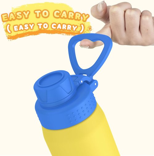 GOPPUS Kids Water Bottle - 19oz Stainless Steel Insulated, Leakproof, BPA Free - Yellow for School