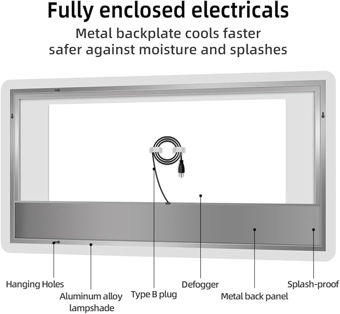 32" x 40" Backlit LED Bathroom Mirror, Smart Touch Switch, Anti-Fog Mirror, 3-Color Dimmable Lighting, CRI≥93, Wall-Mounted Vanity Mirror with Lights for Modern Bathroom (Horizontal/Vertical)
