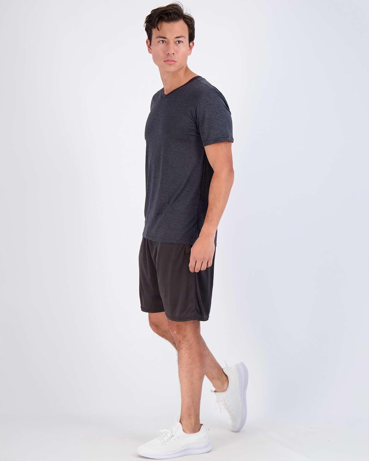 Real Essentials V-Neck Performance T-Shirts - 5 Pack of Moisture-Wicking Active Wear for Men