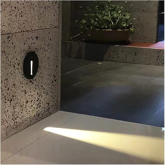 TTPP 1W LED Recessed Wall Lamp Stair Light AC85-265V Step Light Indoor Recessed Staircase Lamp Stairway Corridor Wall Foot Lamp Sconce Lights-NaturalWhite-Black